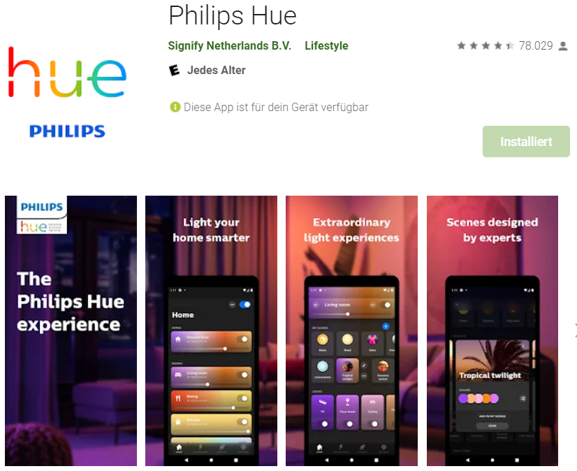 application mobile philips hue